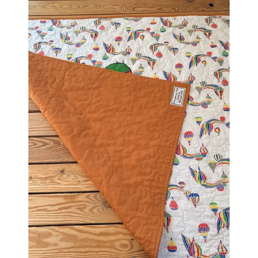 Vintage Komforters For Kids Handmade Clown Quilt Size 38x40 Orange R2